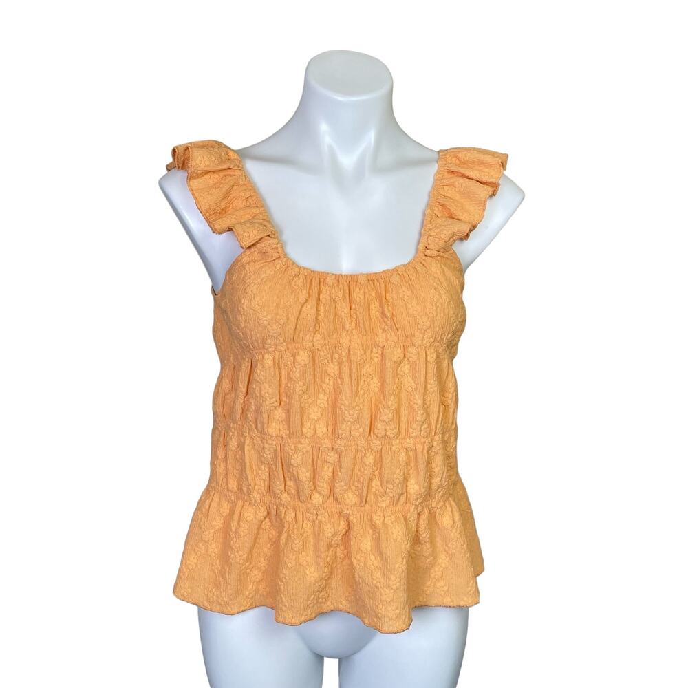 Fab'rik | Women's Sorbet Orange Martha Smock Short Sleeve Top | Size: S